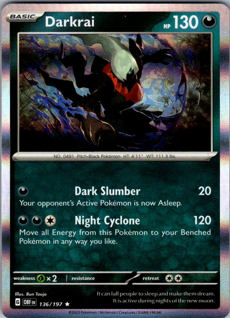 Darkrai Holo Rare SV03: Obsidian Flames 136/197 NM Bun Toujo