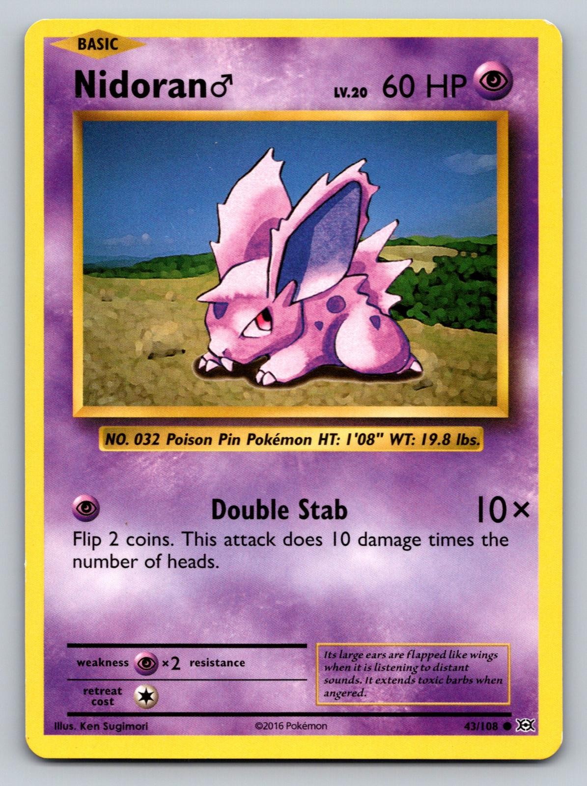 Nidoran M 43/108 Common Evolutions Pokemon Lightly Played