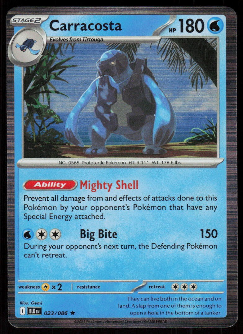 Carracosta 023/086 Holo Rare Black Bolt Pokemon Holo Near Mint