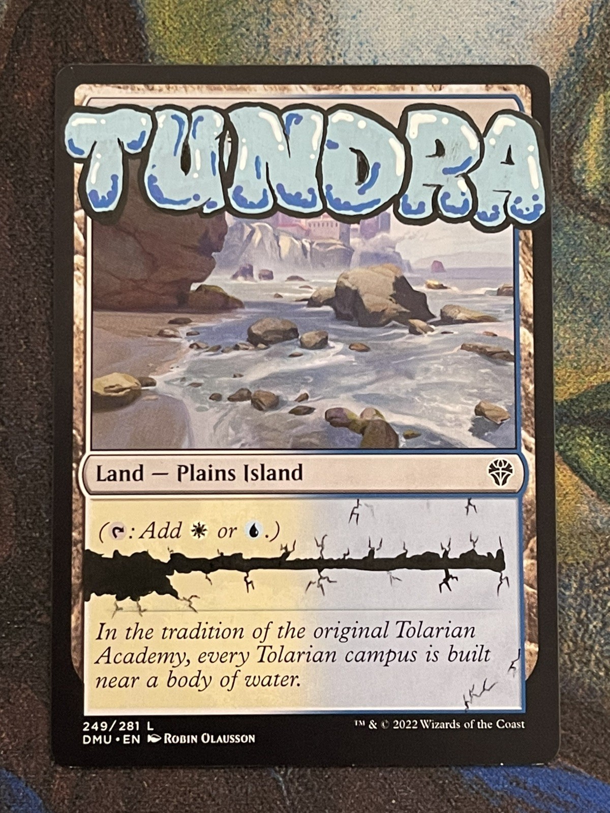 Tundra Hand-Painted Alter – MTG Graffiti Blue White Dual Land Art
