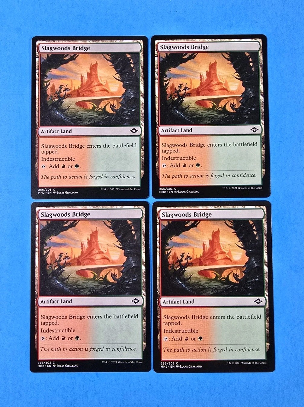 4x Slagwoods Bridge Modern Horizons 2 2021 MH2 Mtg Artifact Land Mana Card 256