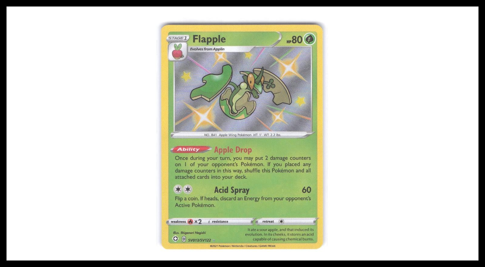 Flapple SV013/SV122 Shiny Rare Shining Fates Shiny Vault Pokemon Holo Near Mint