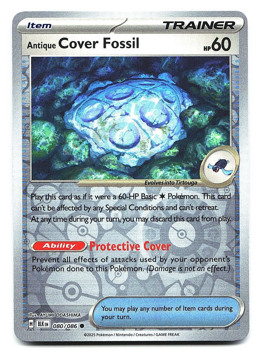 Antique Cover Fossil SV: Black Bolt 080/086 Reverse Holo Pokemon NM