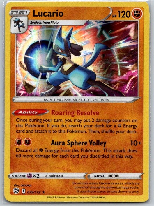 Lucario 079/172 Holo Rare Brilliant Stars Pokemon Near Mint