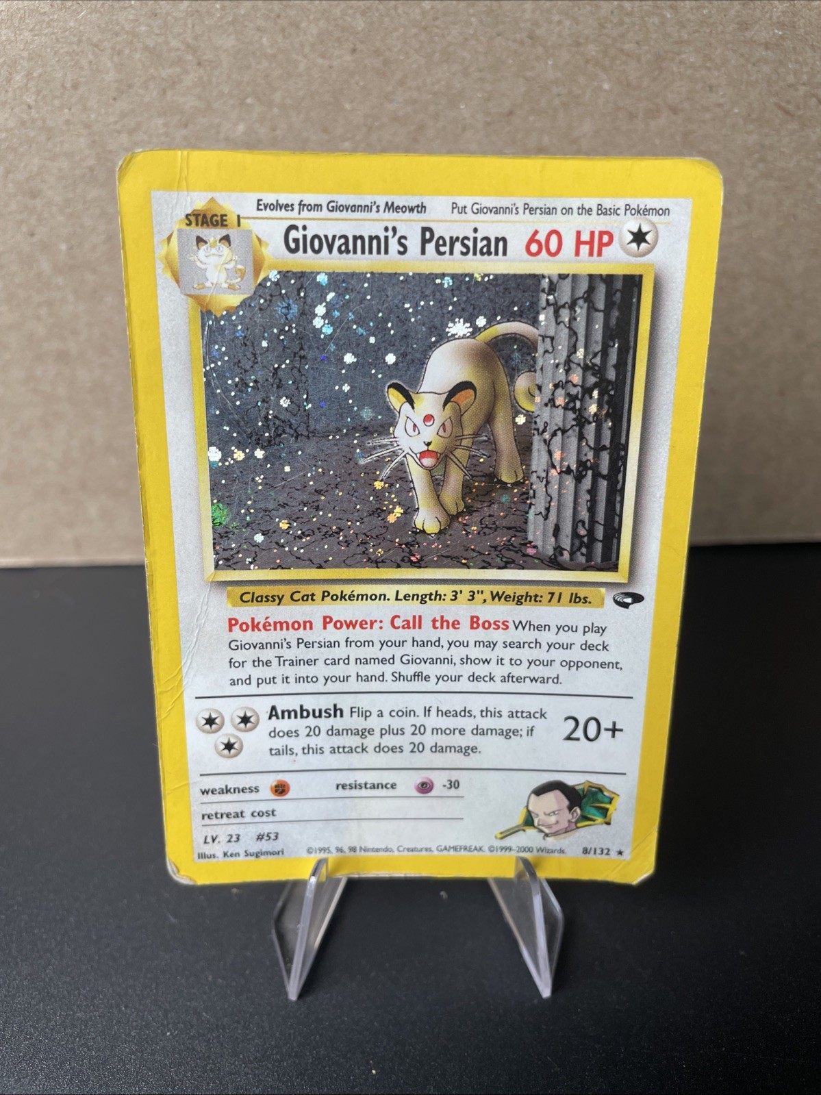Giovanni’s Persian 8/132 Gym Challenge Holo Rare Pokemon Card HP/DMG