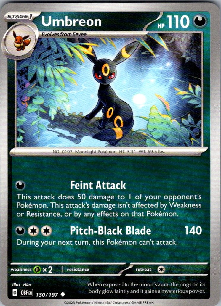 Umbreon Uncommon SV03: Obsidian Flames 130/197 NM rika