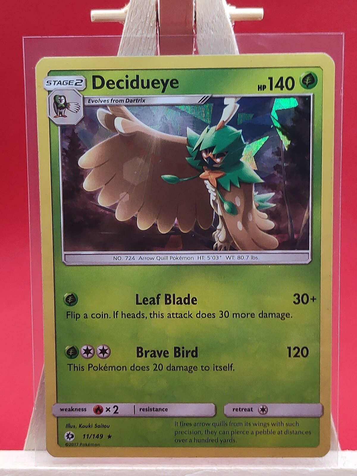 Decidueye 11/149 Sun & Moon Base Cracked Ice Holo Rare Exclusive Pokemon Card