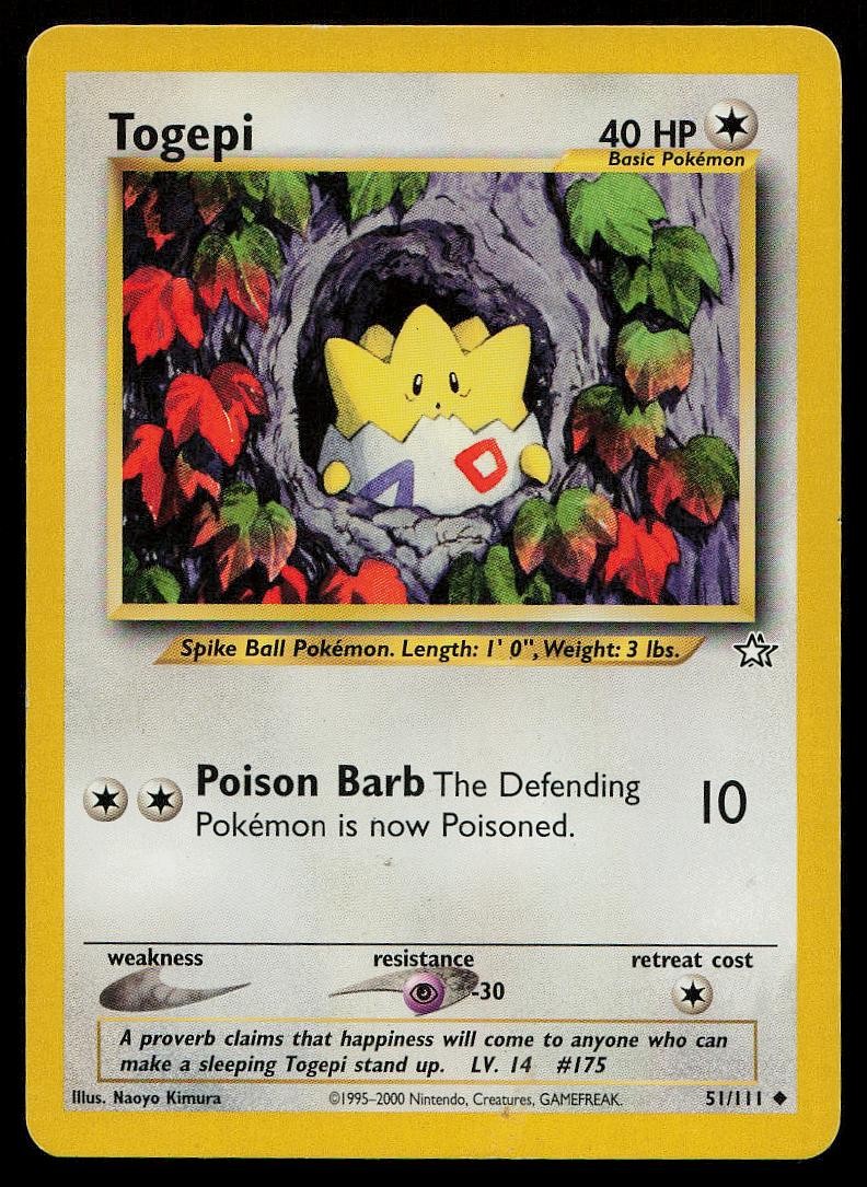 Togepi 51/111 Uncommon Neo Genesis Pokemon Unlimited Lightly Played