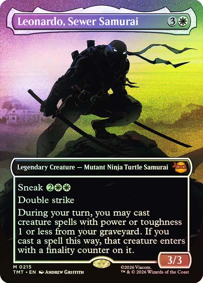 MTG FOIL Leonardo, Sewer Samurai Borderless – Teenage Mutant Ninja Turtles #215