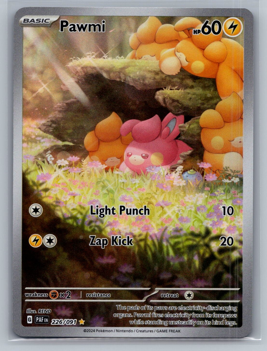 Pawmi 226/091 Illustration Rare Paldean Fates Pokemon Holo Near Mint