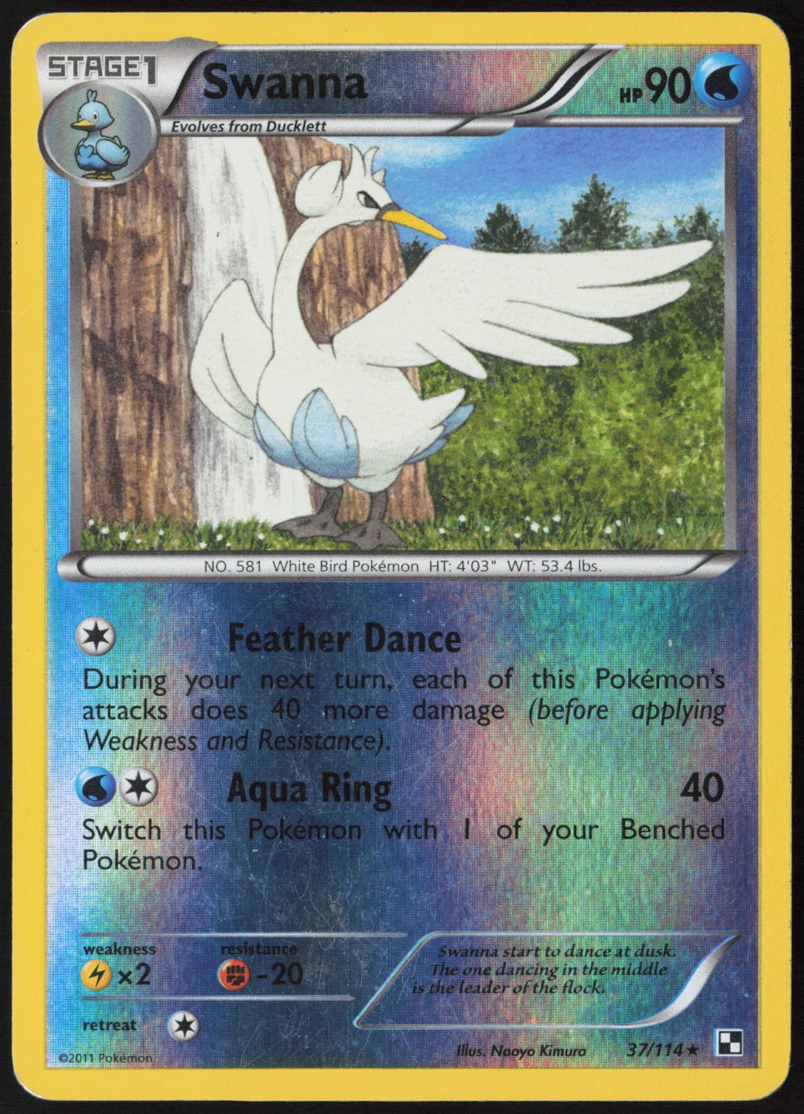 Swanna Reverse Holo 37/114 Black and White MP