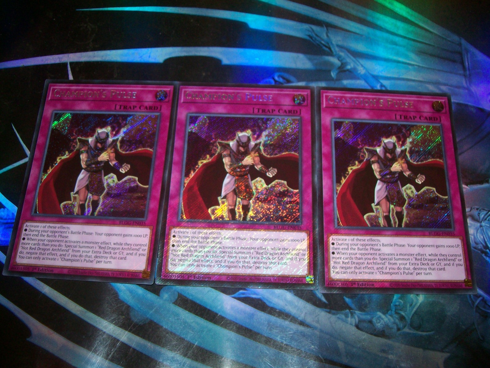 3x Champion’s Pulse 1st Edition Secret Rare BLGG-EN035 Yu-Gi-Oh!