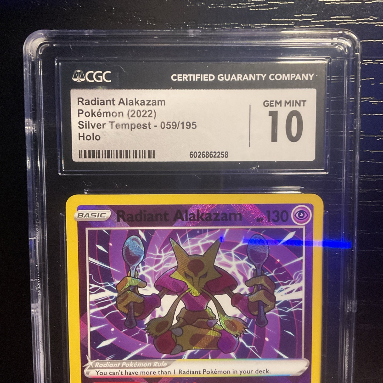 2022 Pokemon Silver Tempest RADIANT ALAKAZAM 059/195 CGC 10 Gem Mint