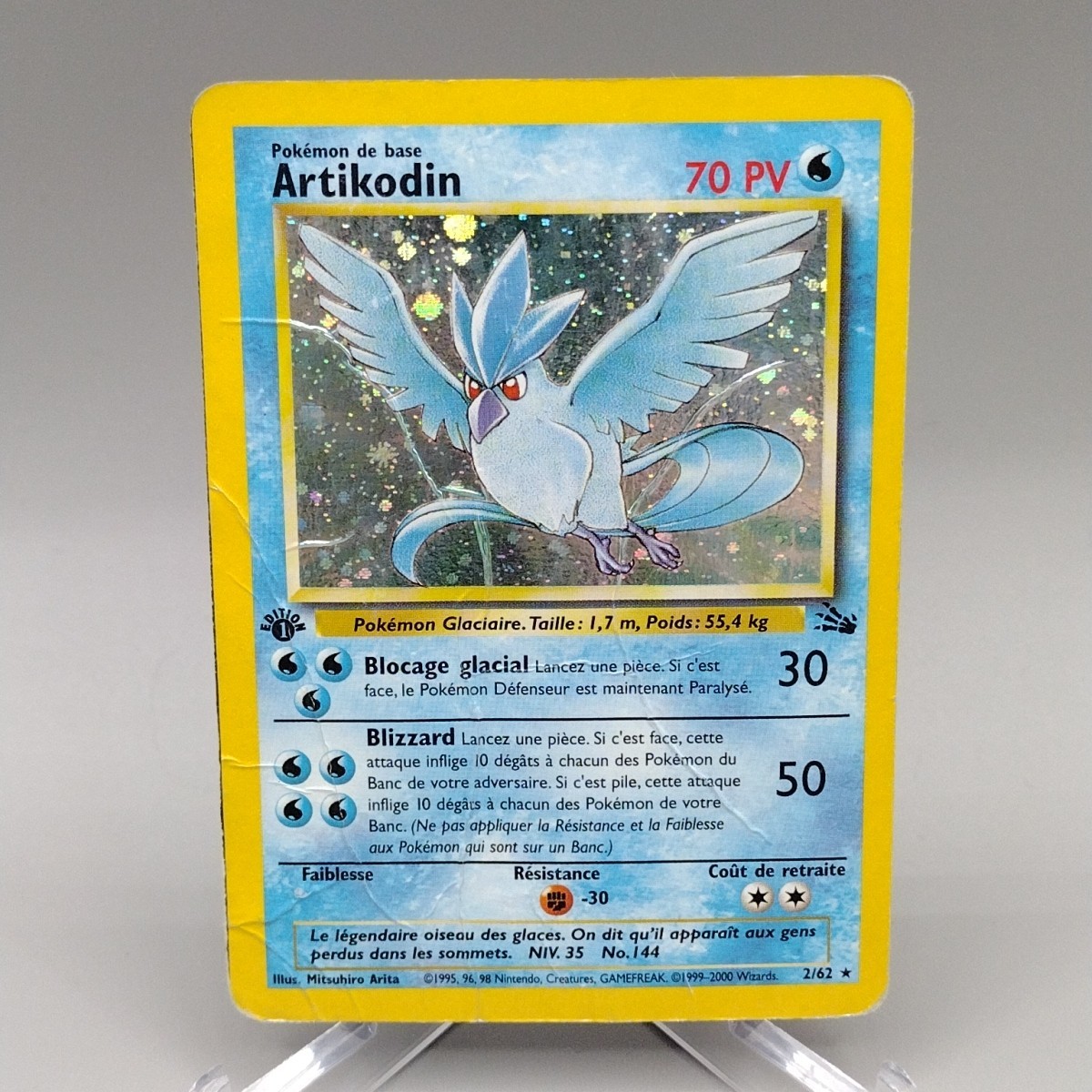 Artikodin (French Articuno) Fossil 2/62 Holo 1st Ed. Pokemon Card 1999 HP DMG