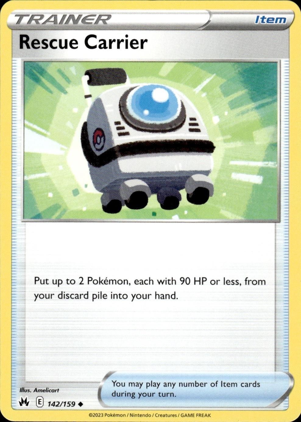 Rescue Carrier 142/159 Crown Zenith UC NM Amelicart Pokemon