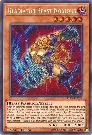 Yugioh Gladiator Beast Noxious 1st Edition Secret Rare BLLR-EN021 NM