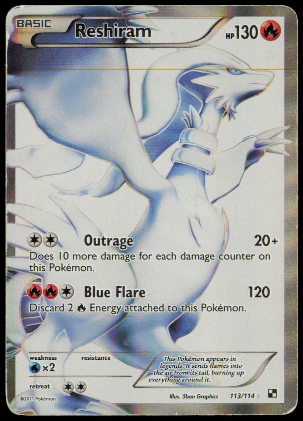 RESHIRAM 113/114 ULTRA RARE BLACK & WHITE POKEMON HOLO MP