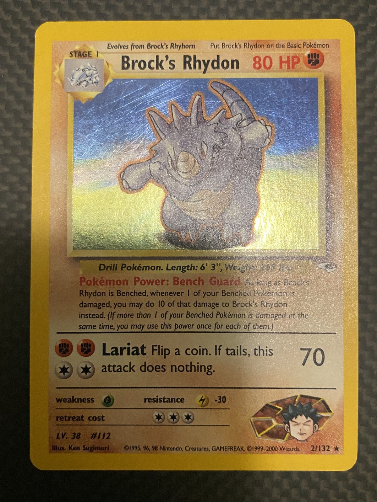 Pokemon TCG Brock’s Rhydon Holo 2/132 Gym Heroes Unlimited MP