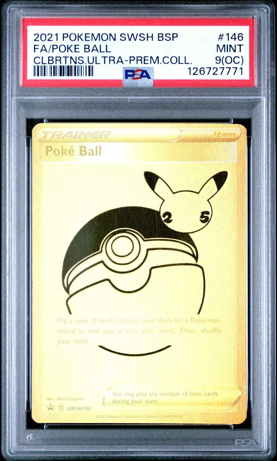 2021 POKEMON SWSH BLACK STAR PROMO #146 FULL ART/POKE BALL PSA 9 OC