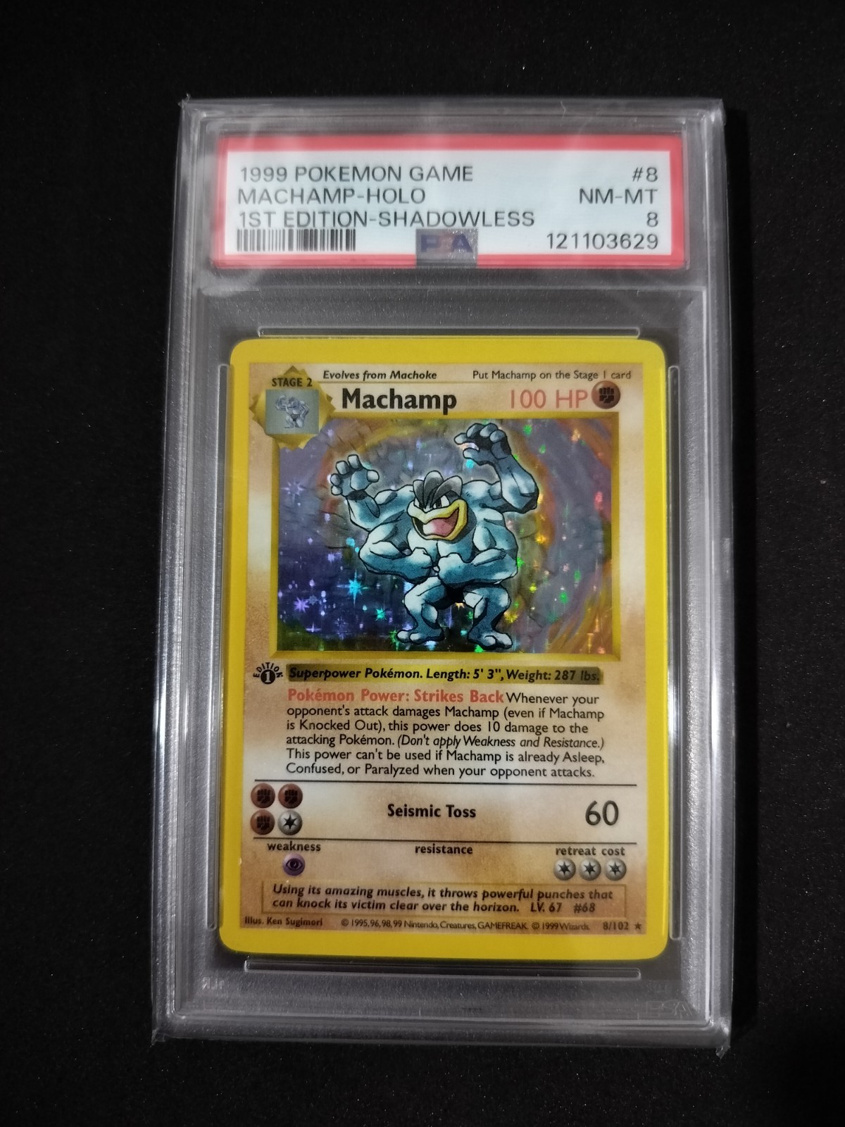 POKEMON PSA 8 BASE SET 1ST EDITION-SHADOWLESS Holo MACHAMP 8 PSA 8