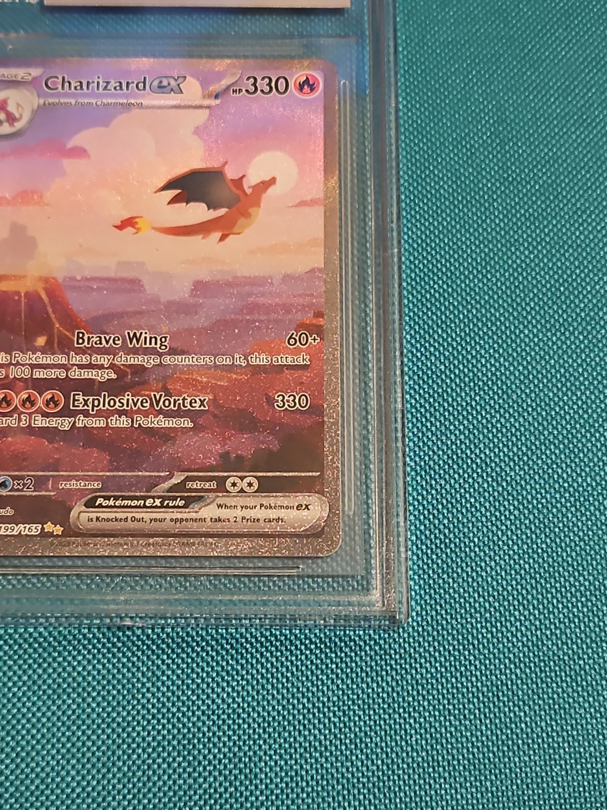 Charizard ex 199/165 151 BGS Authentic Altered PRINT ERROR ON BACK OF CARD