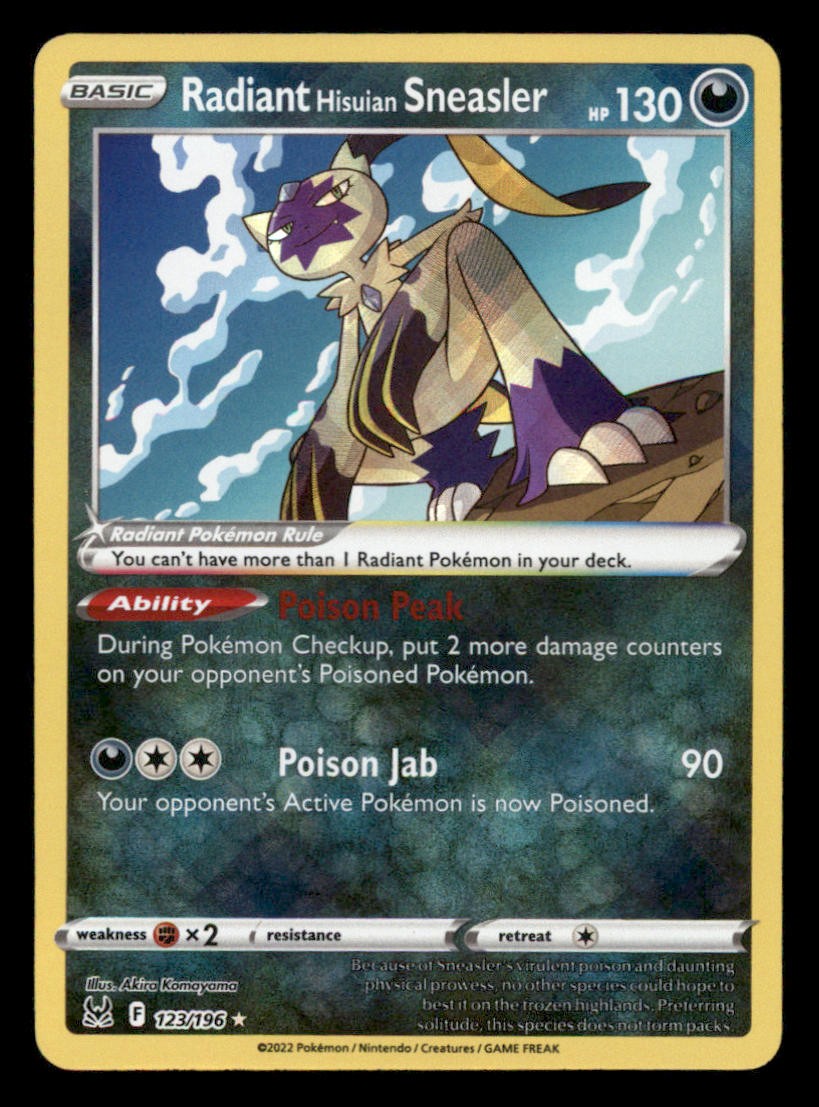Radiant Hisuian Sneasler Holo Radiant Rare SWSH11: Lost Origin 123/196 NM