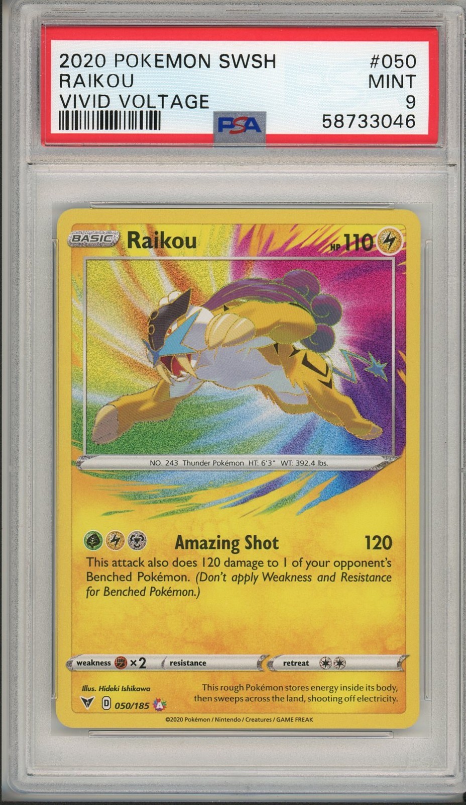 2020 Pokemon SWSH Vivid Voltage Raikou Holo #050 PSA 9