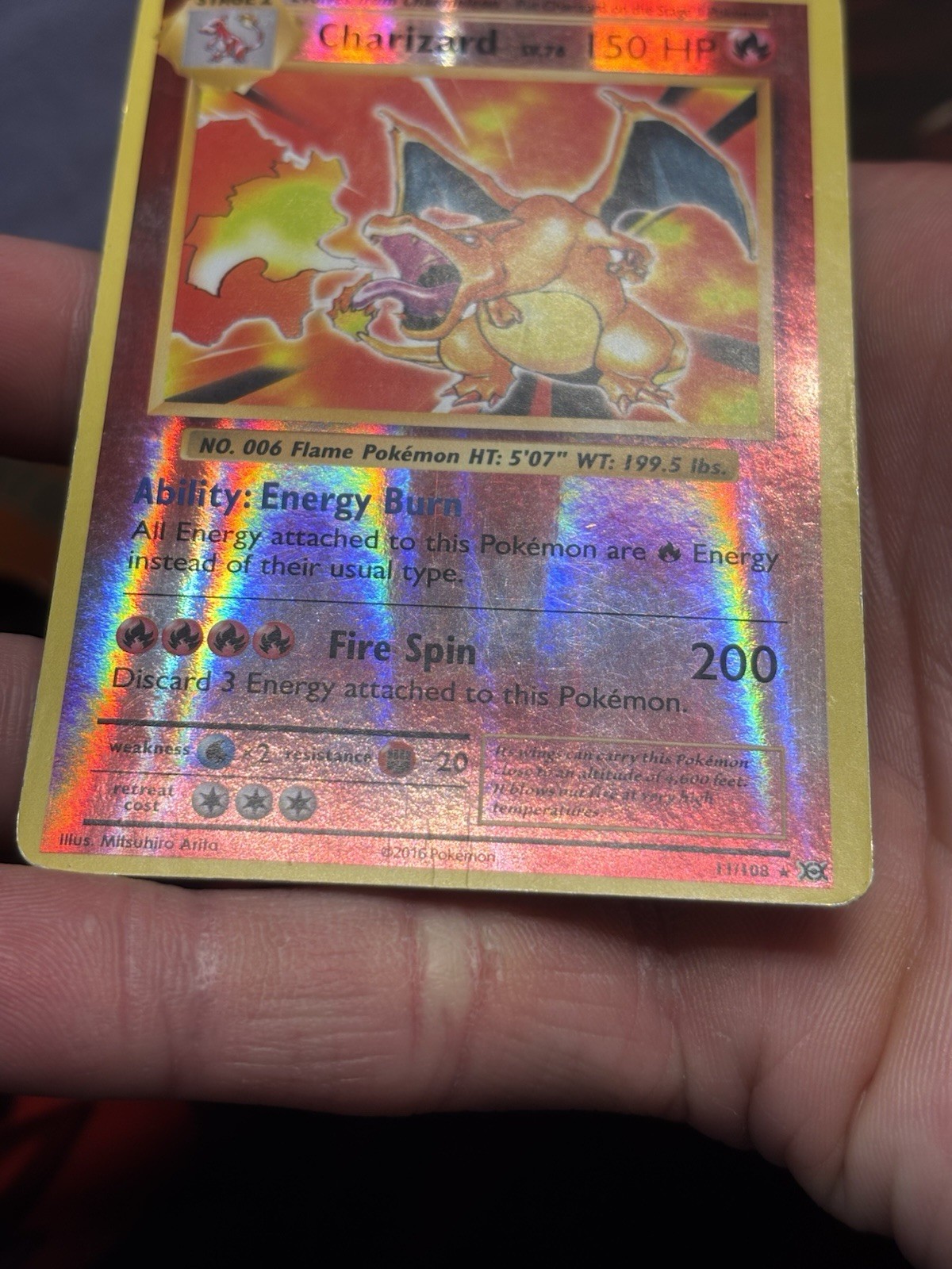 Charizard 11/108 XY Evolutions Reverse Holo Pokemon TCG 2016 HP