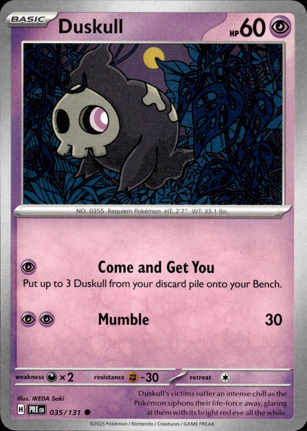 Duskull 035/131 Prismatic Evolutions C NM IKEDA Saki Pokemon