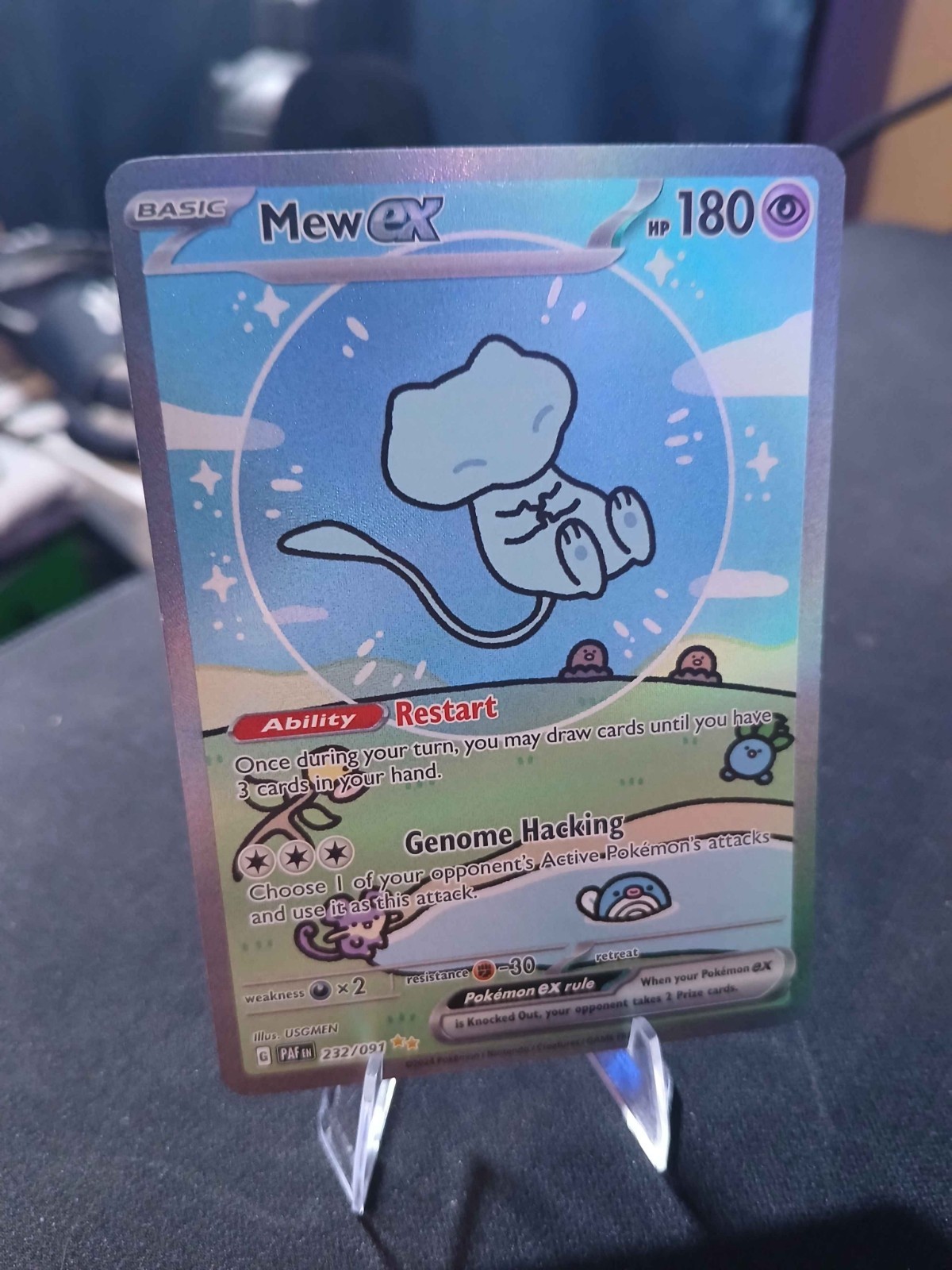 Mew ex 232/091 Paldean Fates Special Illustration Rare SIR Bubble Mew