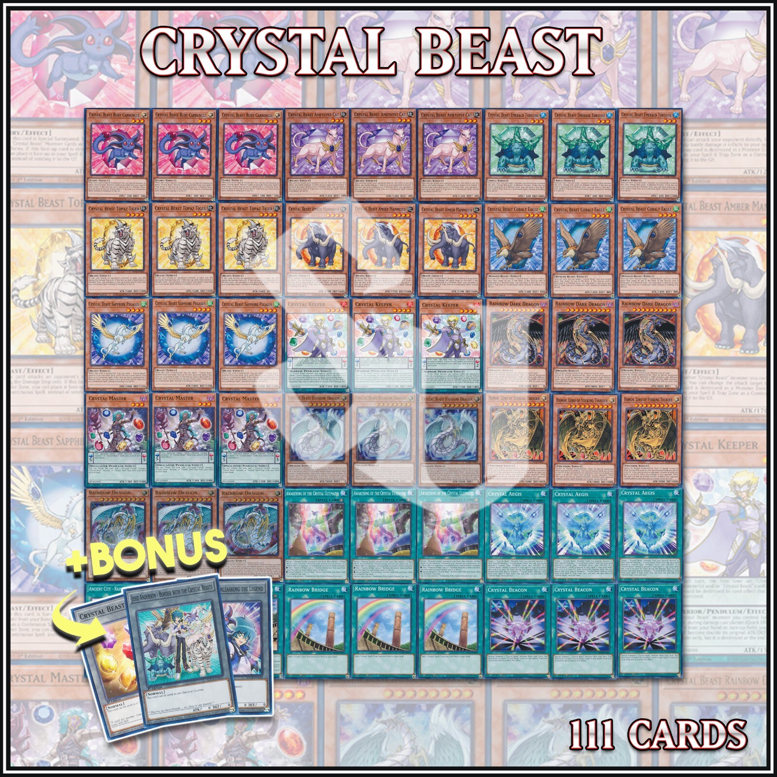 CRYSTAL BEAST DECK 111 Rainbow Dragon Overdragon Overdrive Boon +BONUS YuGiOh🔥