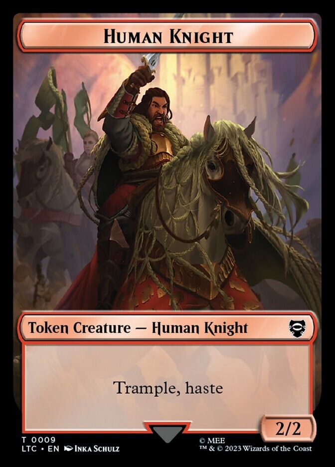 Human Knight – Human 0009-0001 Double Sided Token LOTR Commander MTG NM