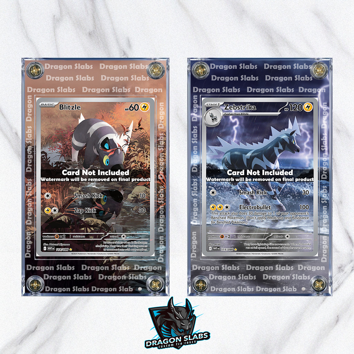 x2 Pokemon Blitzle Zebstrika 114 115 IR White Flare Extended Art Case