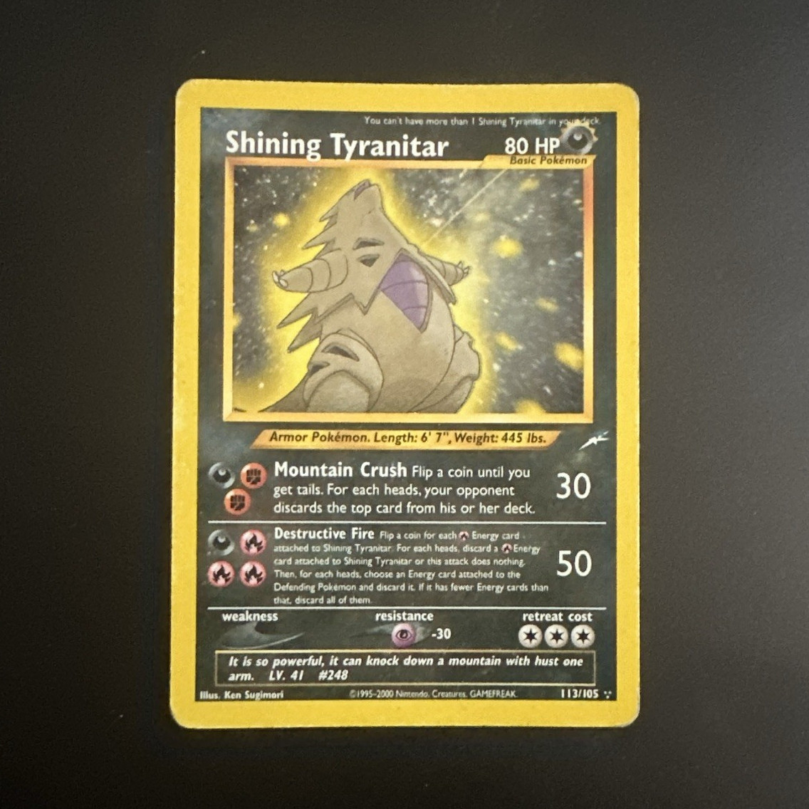 Shining Tyranitar 113/105 Neo Destiny Holo Secret Rare Unlimited English 80HP