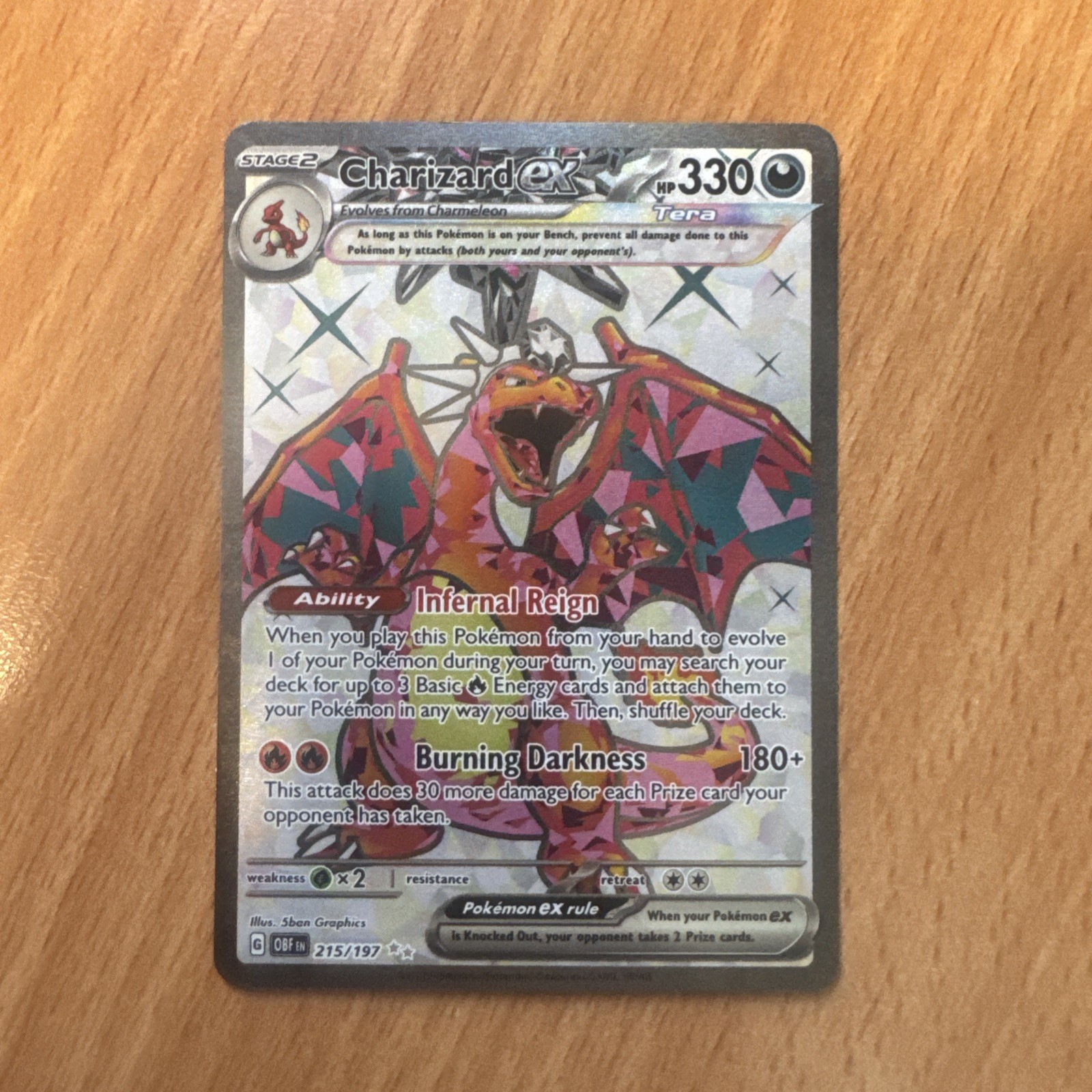 Pokemon Charizard ex 215/197 Obsidian Flames Ultra Rare Holo NM English