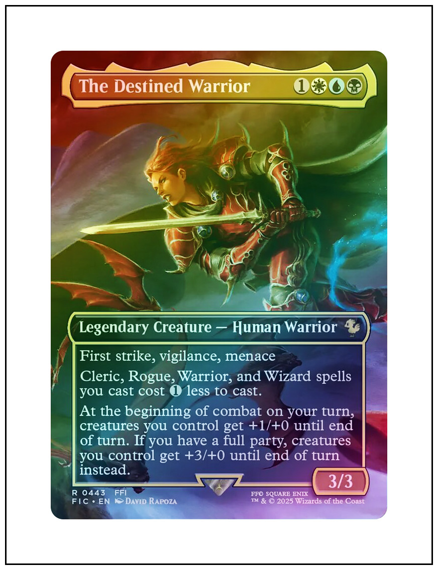 The Destined Warrior, Borderless Foil – 0443, Final Fantasy Commander MTG NM