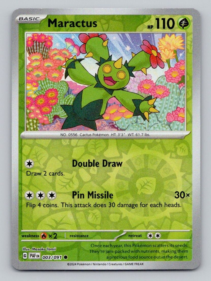 Maractus 003/091 Common Paldean Fates Pokemon Reverse Holo Near Mint