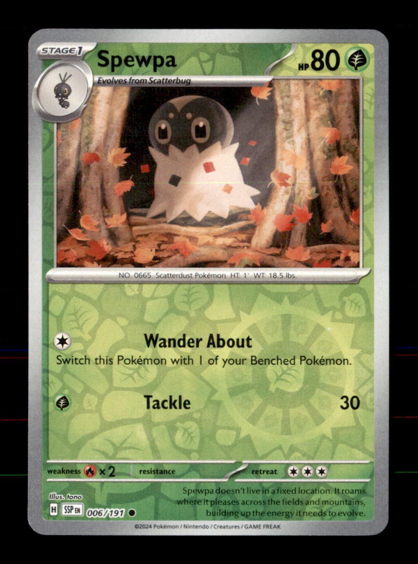 Spewpa 006/191 Common Surging Sparks Pokemon Reverse Holo Near Mint
