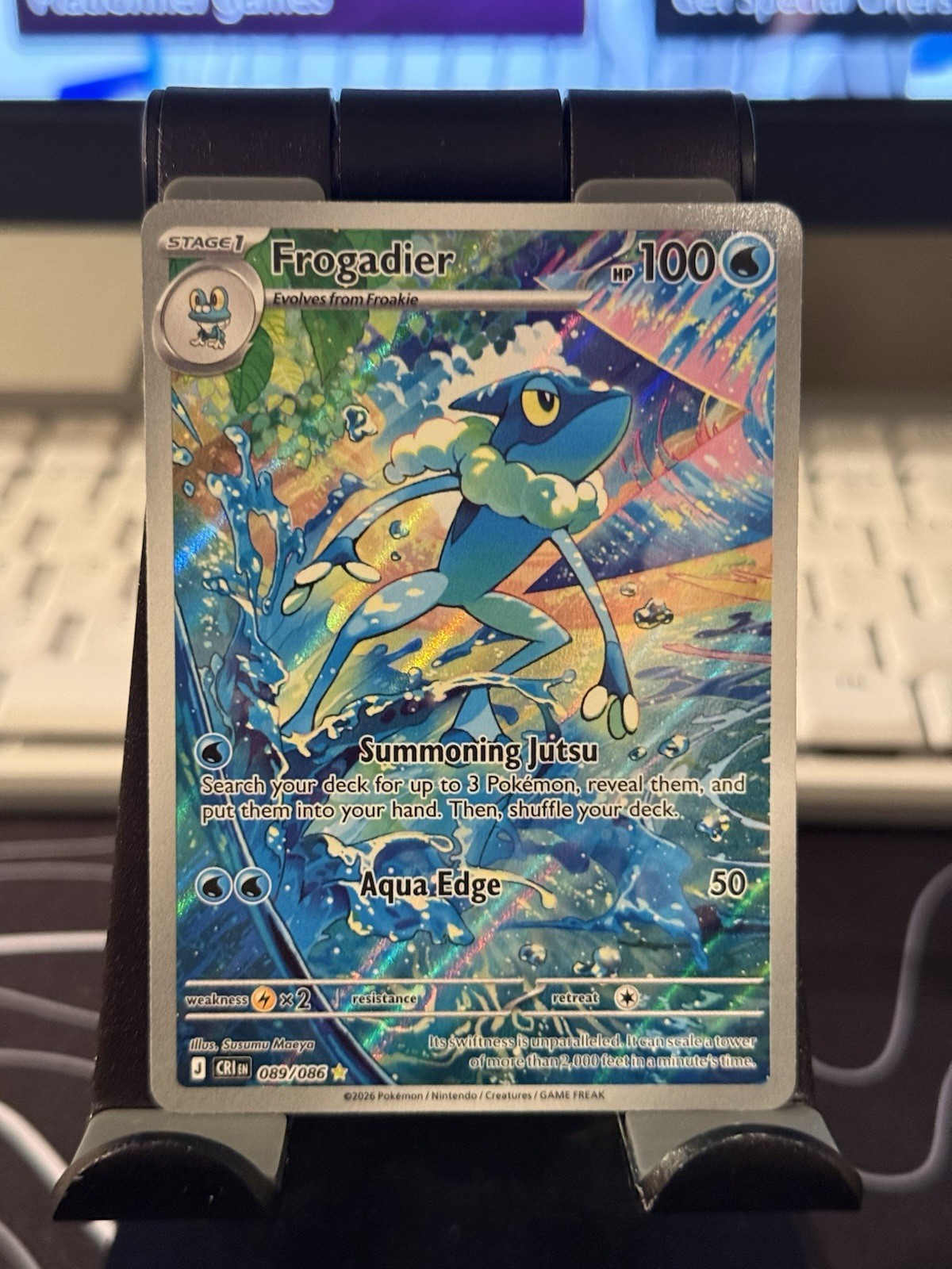 Pokemon TCG Frogadier 089/086 Me04: Chaos Rising Illustration Rare Holo NM