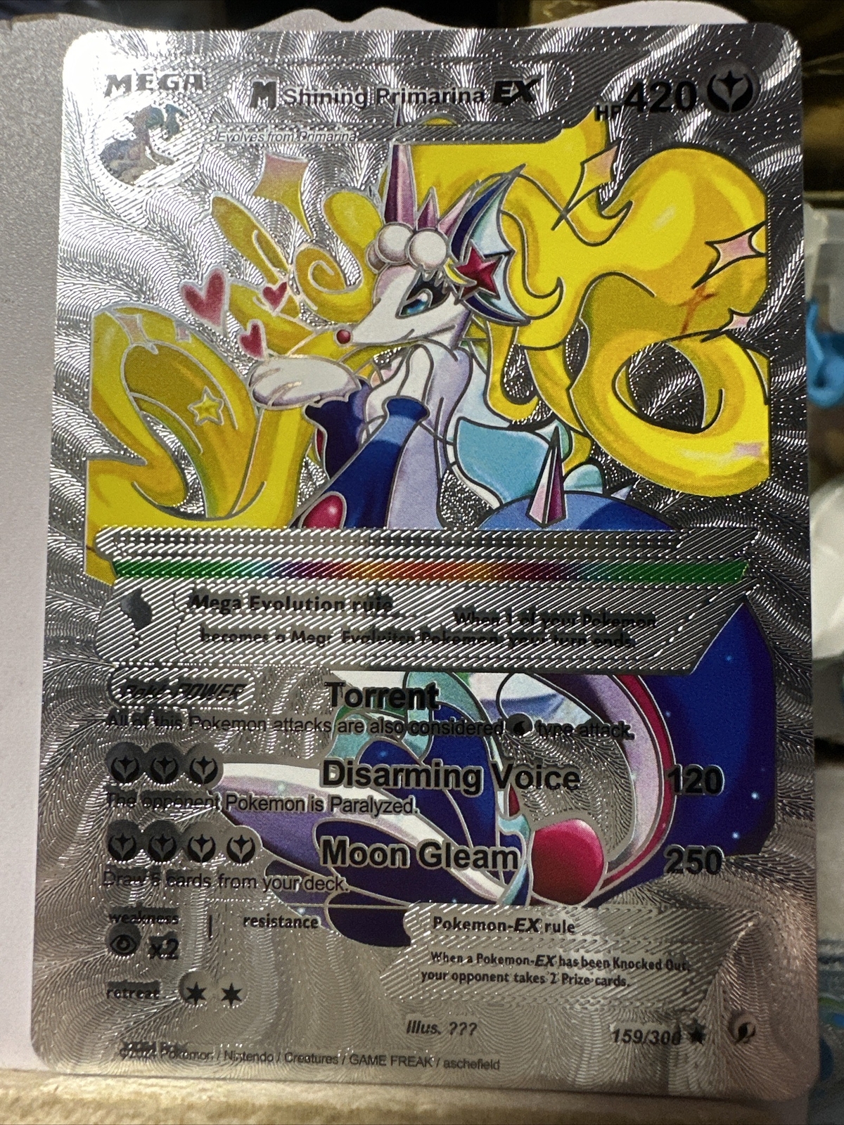 Pokemon Shilver Foil Fan Art Collection Mega Shining Primarina EX NM