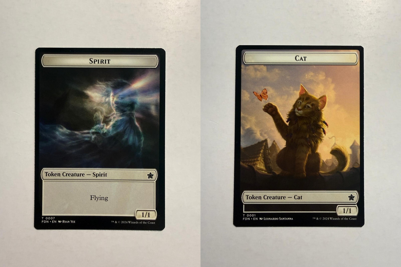 Spirit/Cat Double-Sided Token 1/7 MTG Foundations