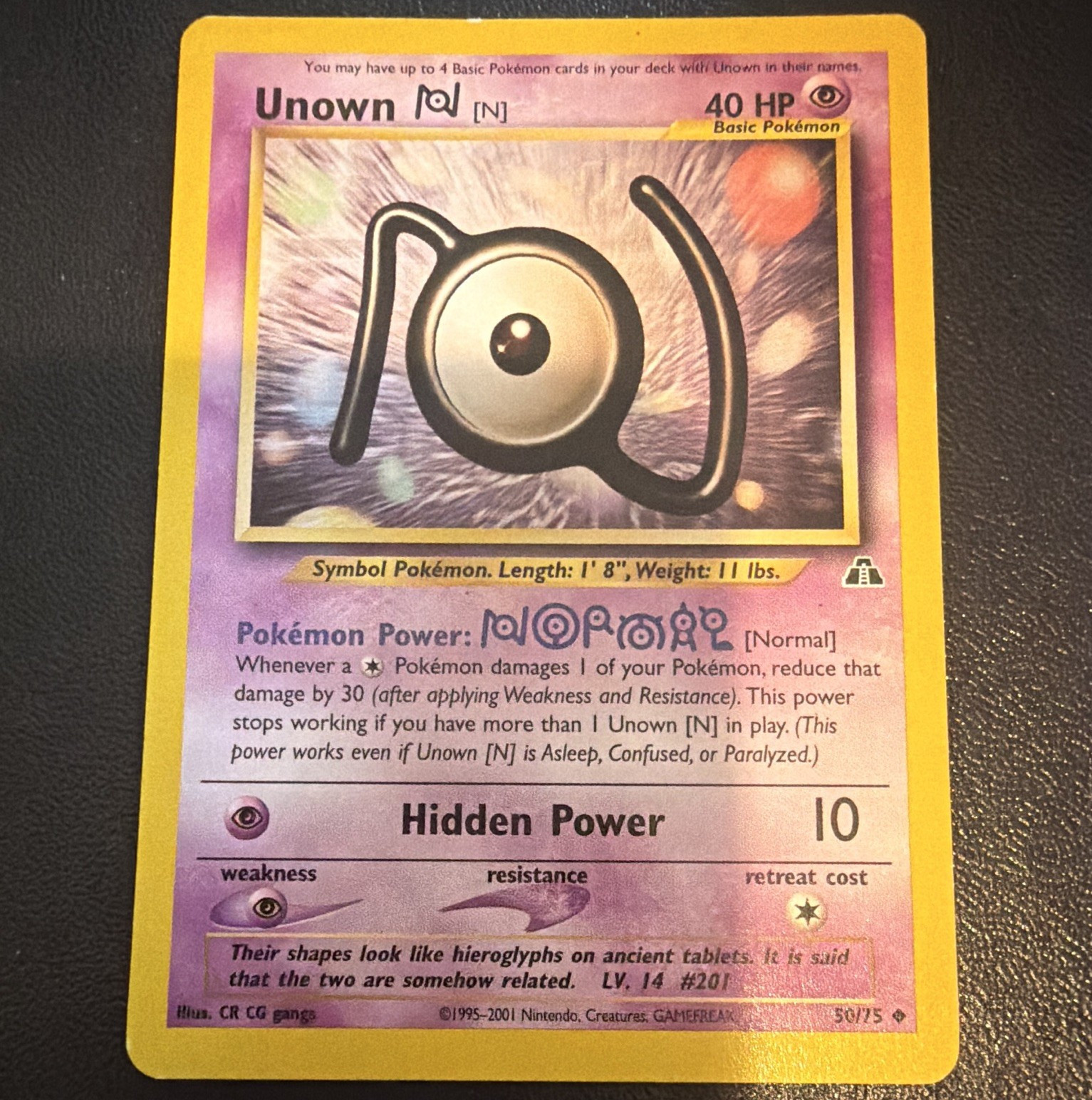 Unown [N] 50/75 Neo Discovery Regular Uncommon Unlimited English 40 HP