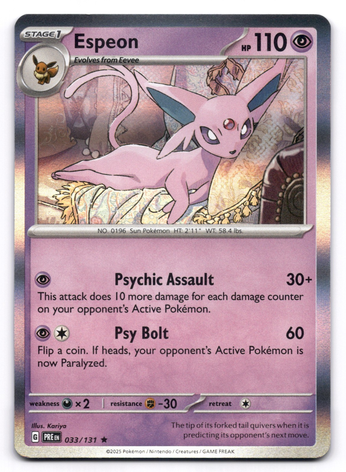 Espeon NM 33/131 Prismatic Evolutions Pokémon TCG Holo