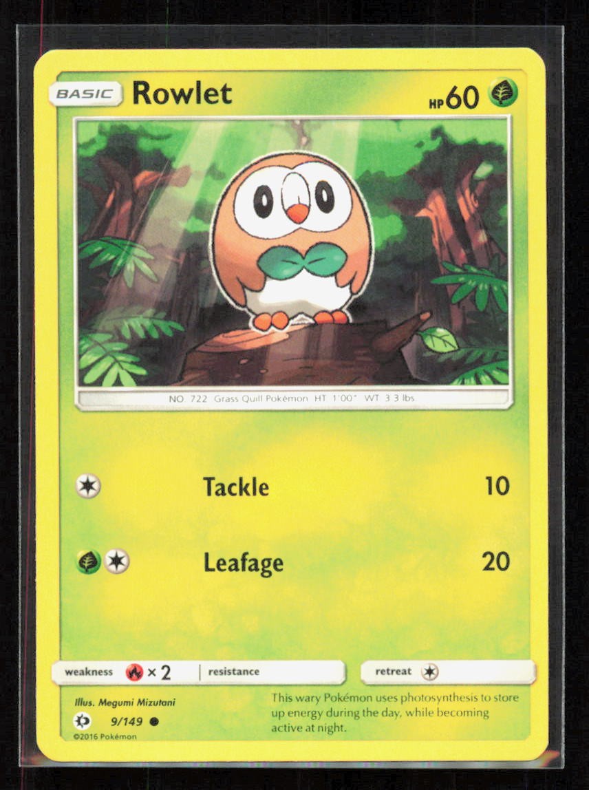 Rowlet SM Base Set 9/149 Common 2017 Grass Megumi Mizutani MP