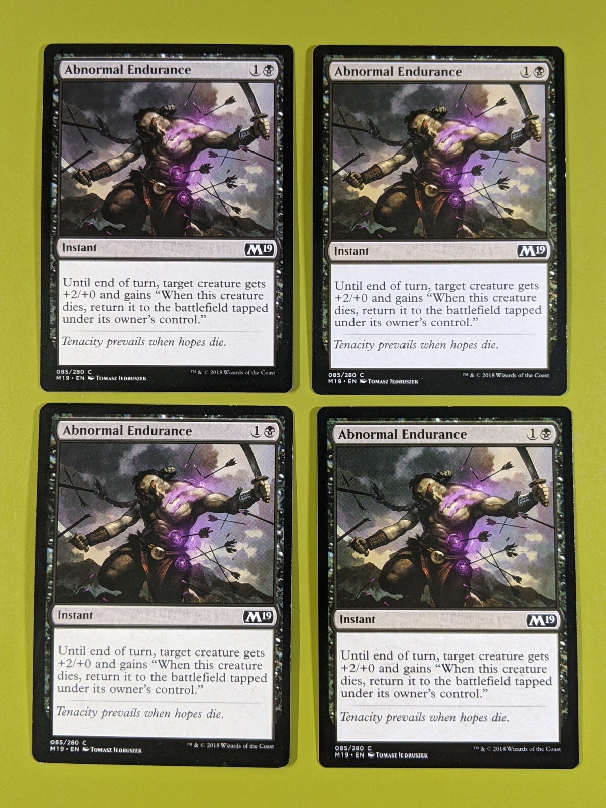 Abnormal Endurance x4 Core Set 2019 M19 4x Magic the Gathering MTG