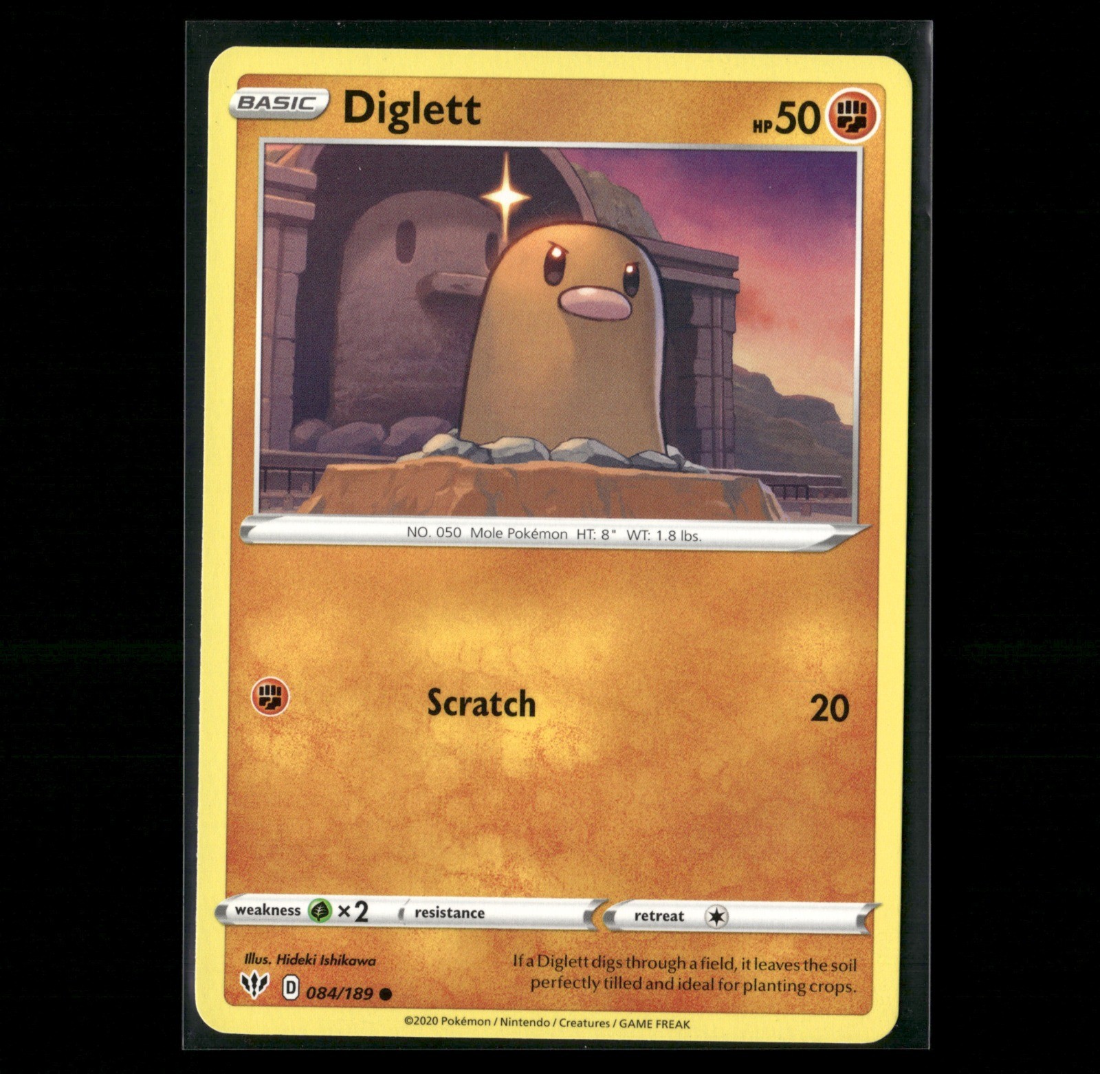 Diglett Common 084/189 SWSH03: Darkness Ablaze 2020 NM Hideki Ishikawa