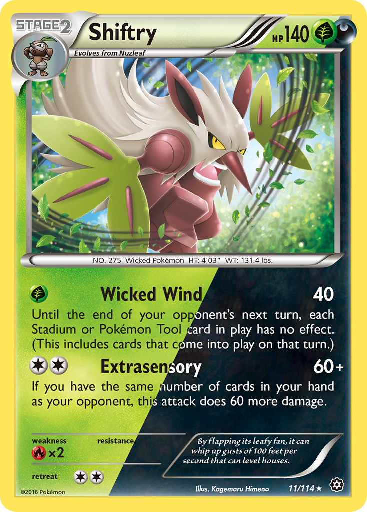 Shiftry 11/114 Rare Steam Siege Pokemon Reverse Holo Near Mint