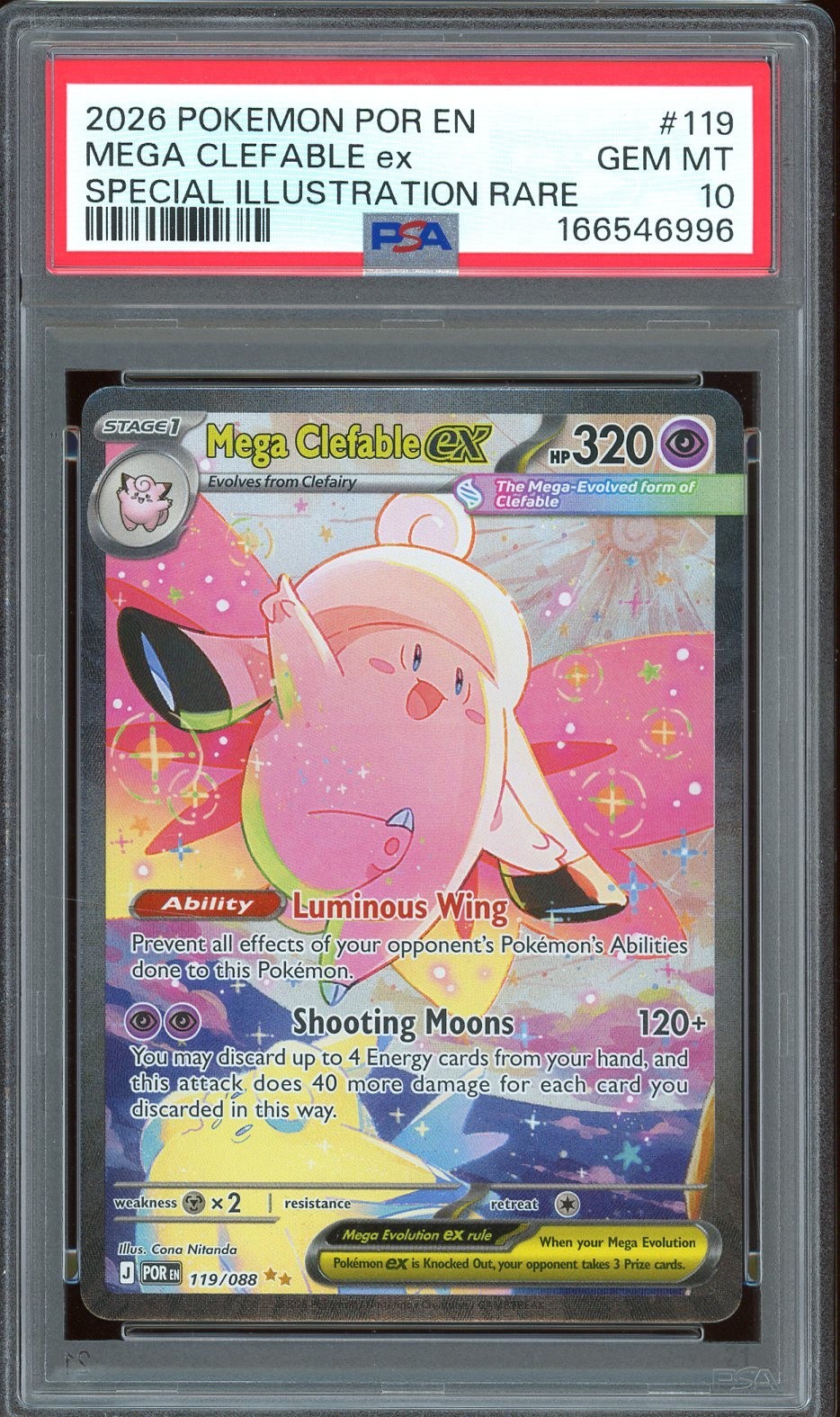 2025 Pokemon Perfect Order EN #119 Mega Clefable ex Special Illustration PSA 10