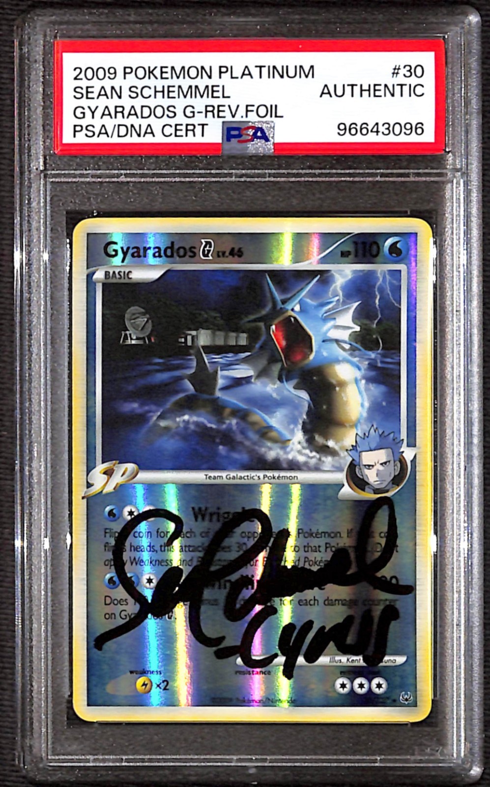 PSA Authentic Signed Sean Schemmel Gyarados G 30/127 Platinum Reverse Holo