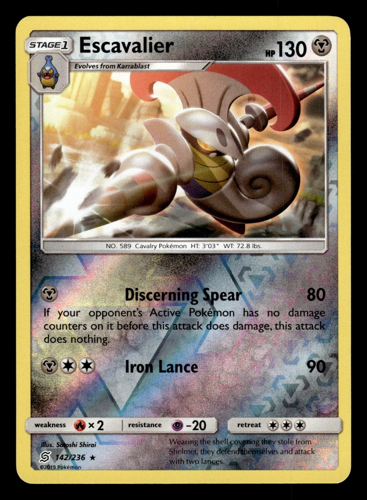 Escavalier 142/236 Reverse Holo S&M Unified Minds Pokemon Card